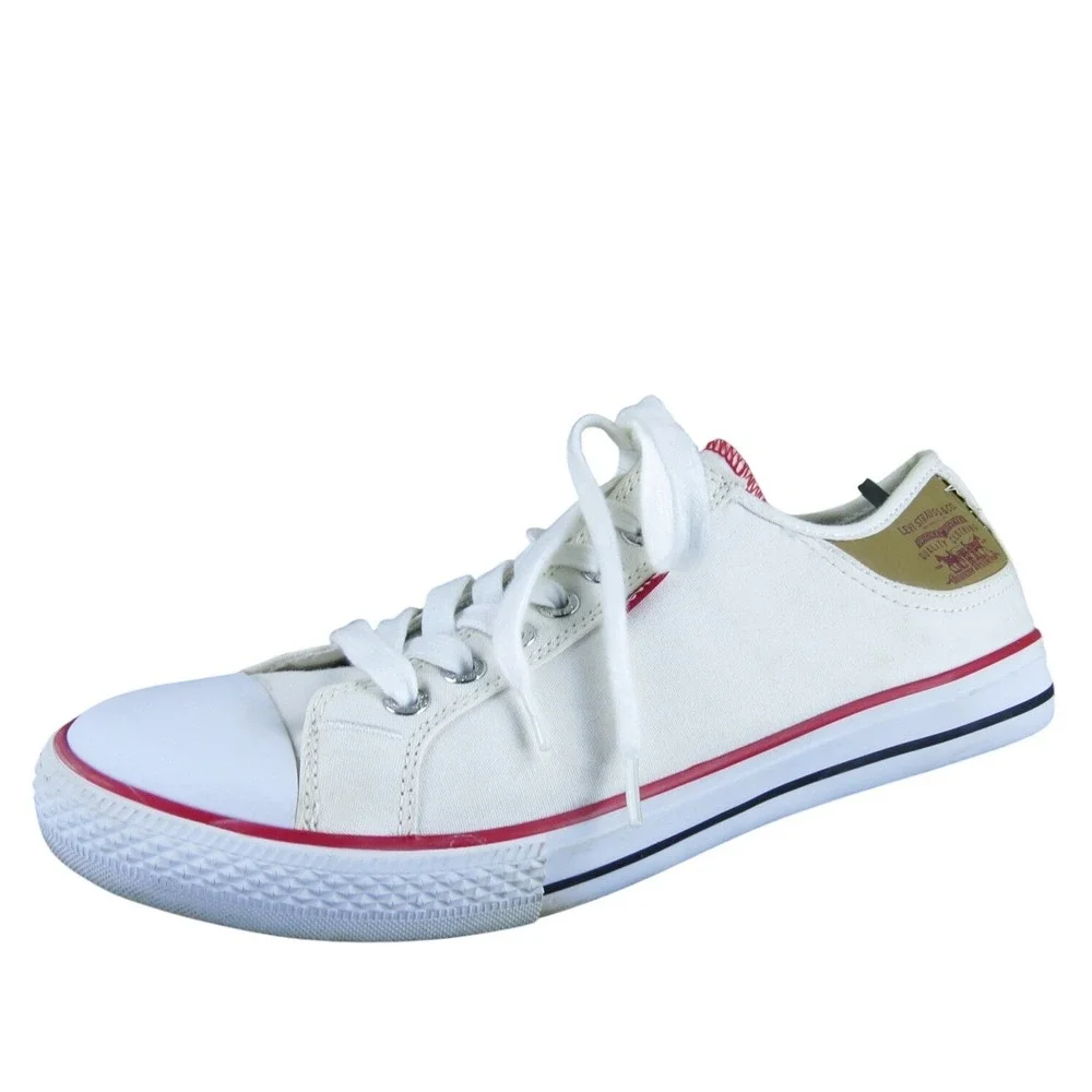 Levi's Men Low Top Sneaker White Canvas‎ Size 11 Medium  Used 2025